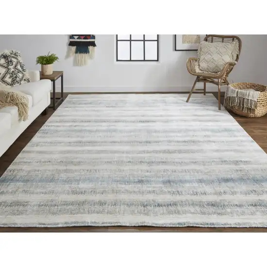 Gray Blue And Green Abstract Hand Woven Area Rug Photo 5