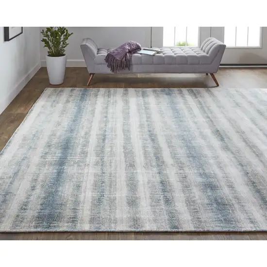 Gray Blue And Green Abstract Hand Woven Area Rug Photo 7