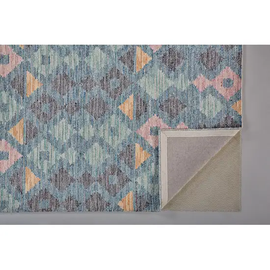 Gray Blue And Green Wool Geometric Tufted Handmade Area Rug Photo 4