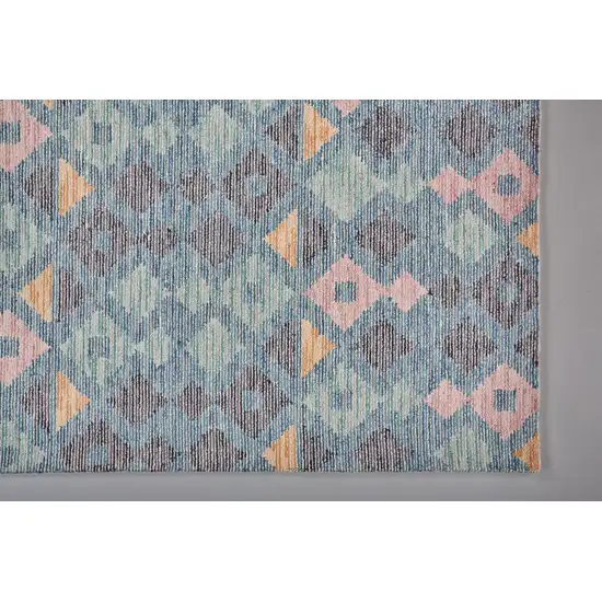 Gray Blue And Green Wool Geometric Tufted Handmade Area Rug Photo 9