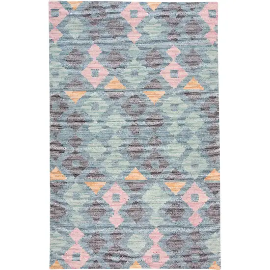 Gray Blue And Green Wool Geometric Tufted Handmade Area Rug Photo 1