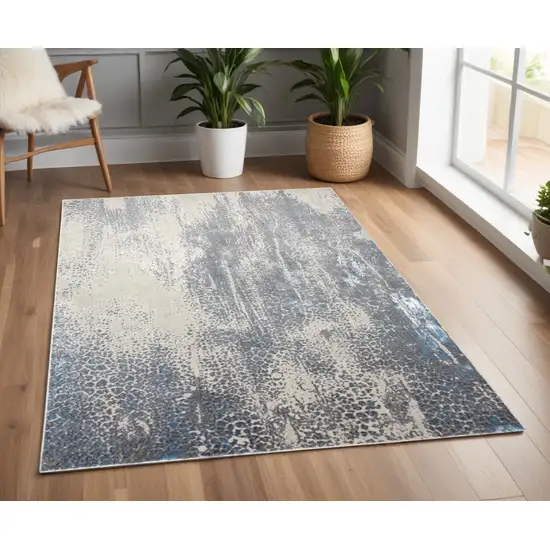 Gray and Ivory Abstract Non Skid Area Rug Photo 1