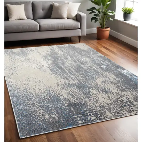 Gray and Ivory Abstract Non Skid Area Rug Photo 1