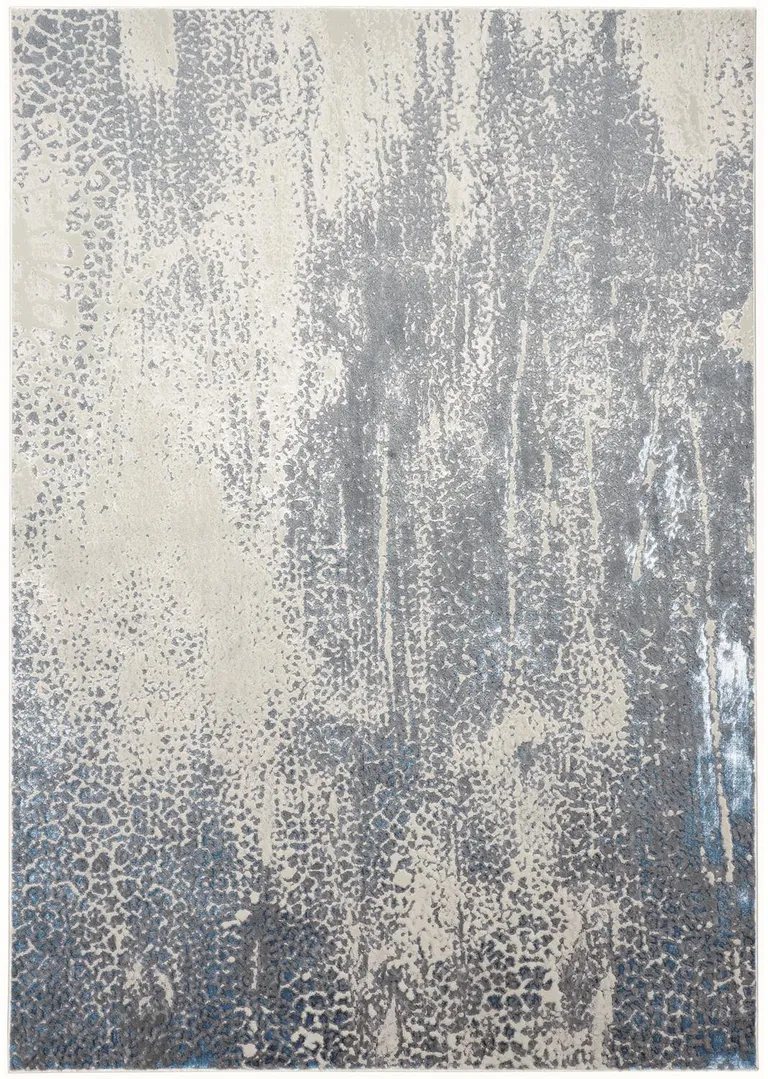 Gray Blue And Ivory Abstract Stain Resistant Area Rug Photo 1