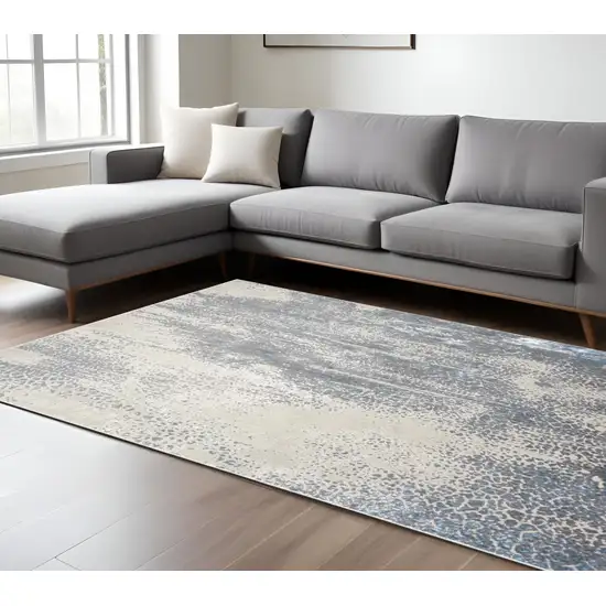 Gray Blue and Ivory Abstract Non Skid Area Rug Photo 1