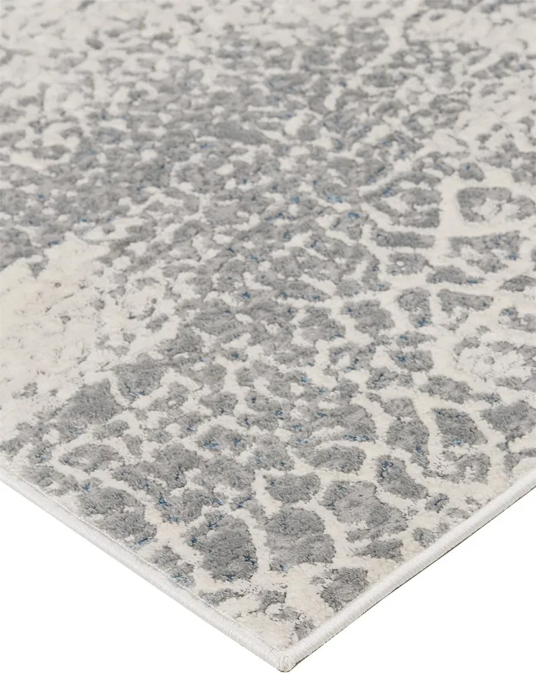 Gray Blue And Ivory Abstract Stain Resistant Area Rug Photo 3