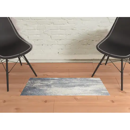 Gray Blue And Ivory Abstract Stain Resistant Area Rug Photo 2