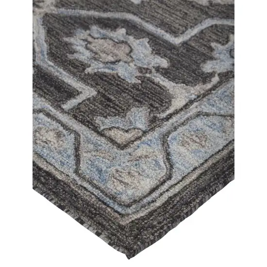 Gray Blue And Ivory Wool Floral Tufted Handmade Stain Resistant Area Rug Photo 4