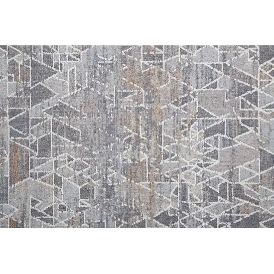 Gray Blue And Orange Abstract Power Loom Distressed Stain Resistant Area Rug Photo 3