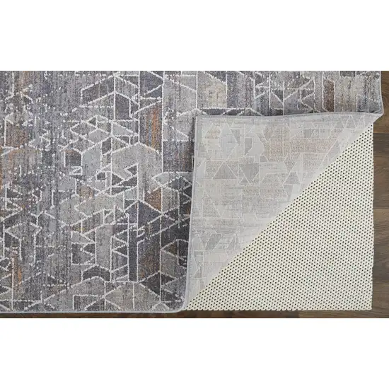 Gray Blue And Orange Abstract Power Loom Distressed Stain Resistant Area Rug Photo 4