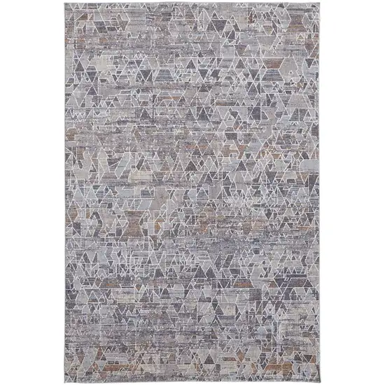 Gray Blue And Orange Abstract Power Loom Distressed Stain Resistant Area Rug Photo 1