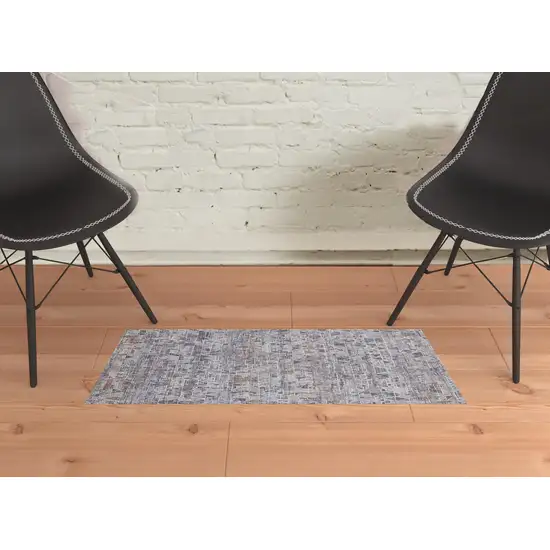 Gray Blue And Orange Abstract Power Loom Distressed Stain Resistant Area Rug Photo 2