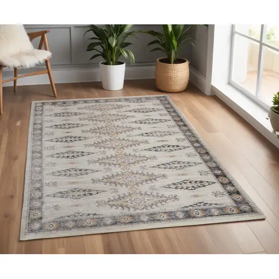 Gray and Black Floral Non Skid Area Rug Photo 2