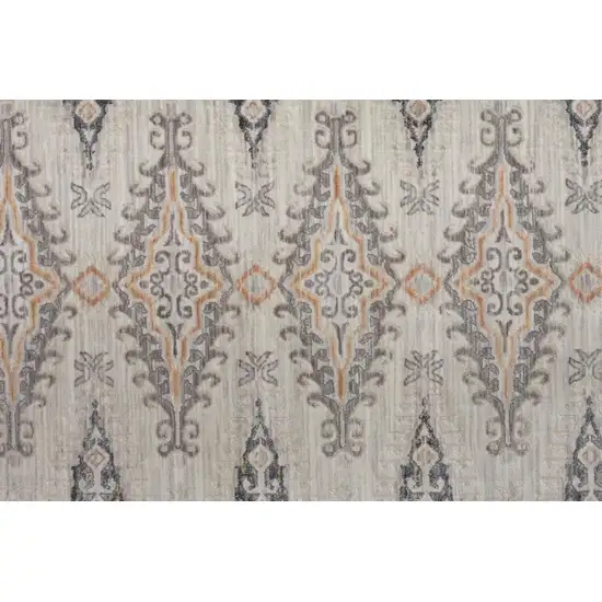 Gray Blue And Orange Floral Stain Resistant Area Rug Photo 8