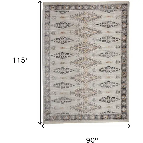 Gray Blue And Orange Floral Stain Resistant Area Rug Photo 4