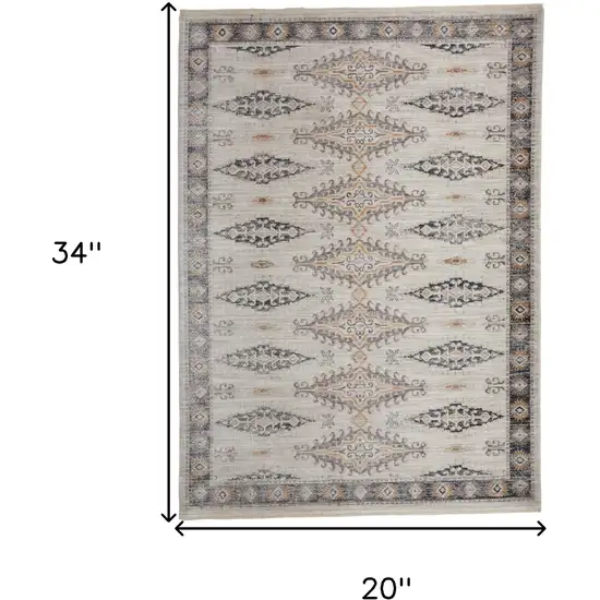 Gray Blue And Orange Floral Stain Resistant Area Rug Photo 4