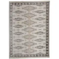 Photo of Gray Blue And Orange Floral Stain Resistant Area Rug