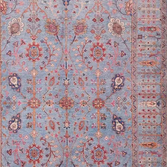 Gray Blue And Red Floral Power Loom Area Rug Photo 8