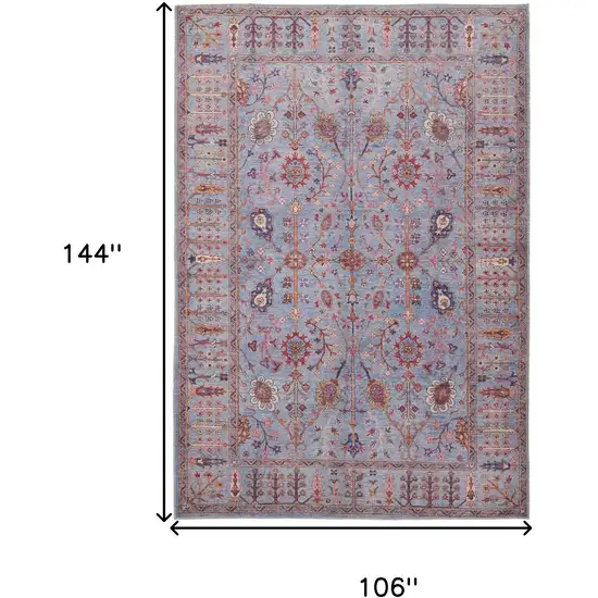 Gray Blue And Red Floral Power Loom Area Rug Photo 3