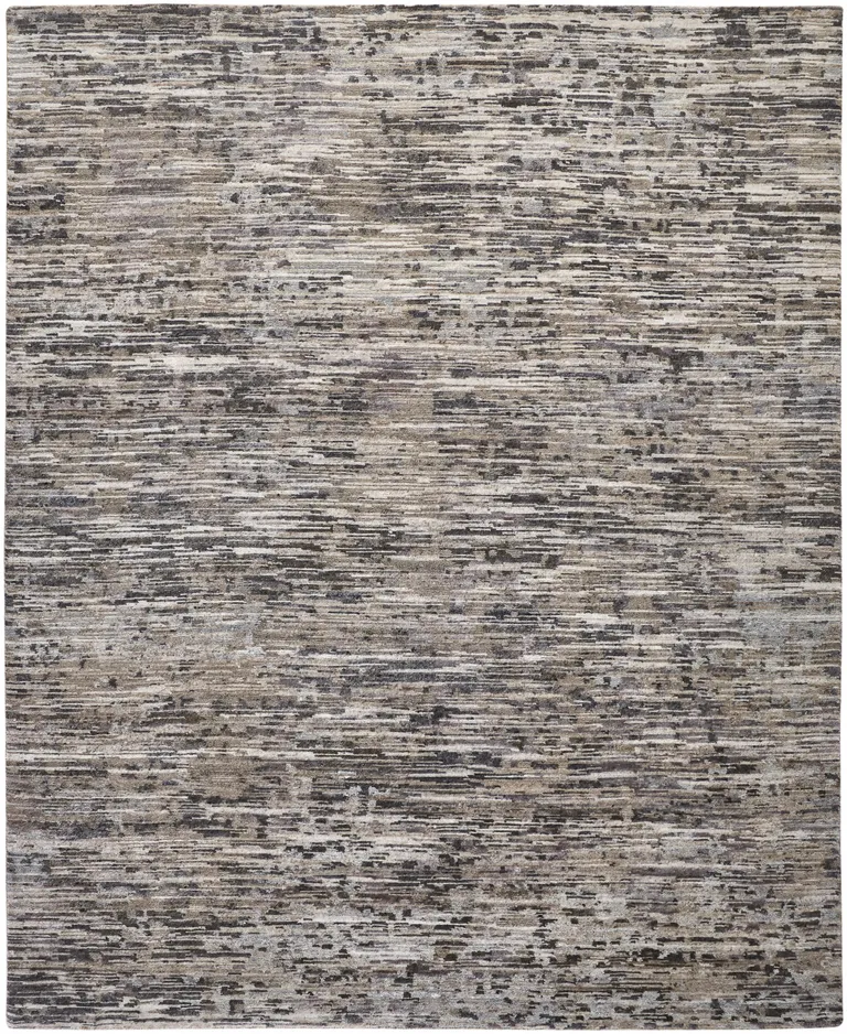 Gray Blue And Silver Wool Abstract Hand Knotted Area Rug Photo 1