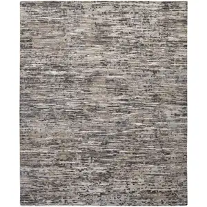 Photo of Gray Blue And Silver Wool Abstract Hand Knotted Area Rug