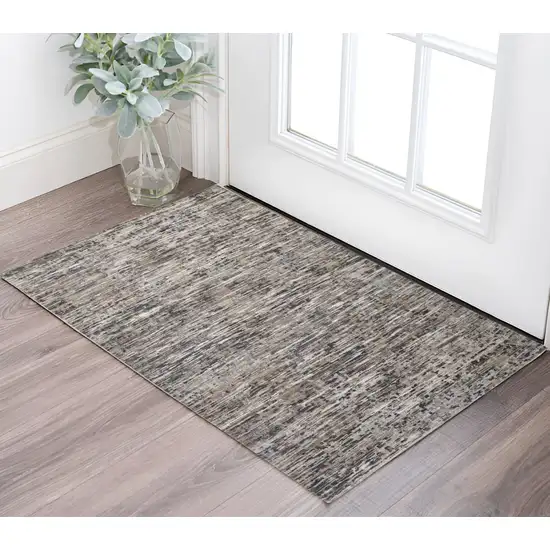 Gray Wool Abstract Hand Knotted Area Rug Photo 1