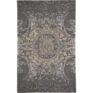 Photo of Gray Blue And Taupe Wool Abstract Tufted Handmade Stain Resistant Area Rug