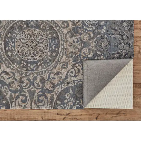 Gray Blue And Taupe Wool Abstract Tufted Handmade Stain Resistant Area Rug Photo 3