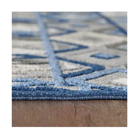 Gray Blue Aztec Pattern Indoor Outdoor Area Rug Photo 5