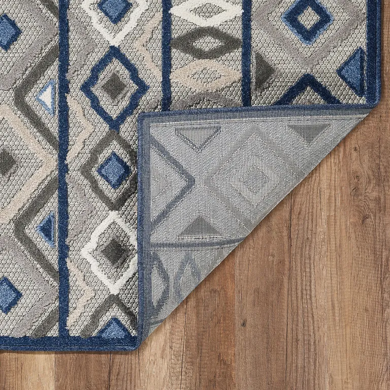 Gray Blue Aztec Pattern Indoor Outdoor Area Rug Photo 2