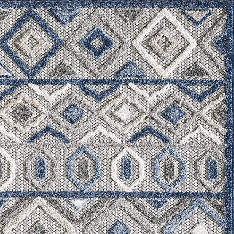 Gray Blue Aztec Pattern Indoor Outdoor Area Rug Photo 3