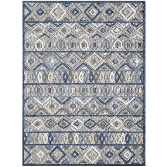 Gray Blue Aztec Pattern Indoor Outdoor Area Rug Photo 1