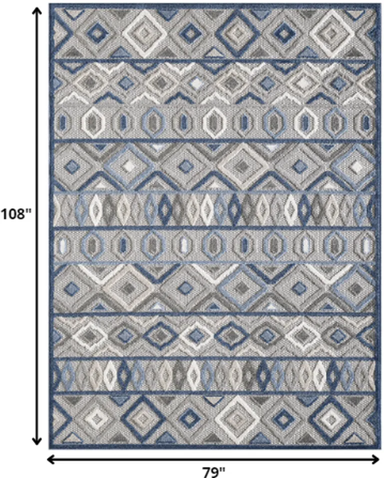 Gray Blue Aztec Pattern Indoor Outdoor Area Rug Photo 4