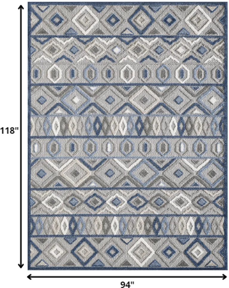 Gray Blue Aztec Pattern Indoor Outdoor Area Rug Photo 4