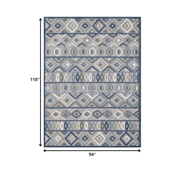 Gray Blue Aztec Pattern Indoor Outdoor Area Rug Photo 4