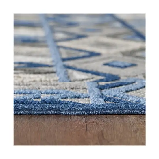 Gray Blue Aztec Pattern Indoor Outdoor Area Rug Photo 8