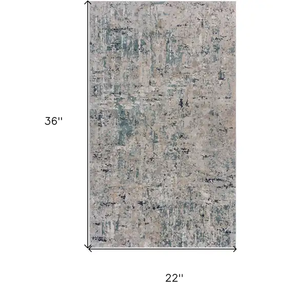 Gray Blue Taupe And Cream Abstract Distressed Stain Resistant Area Rug Photo 6