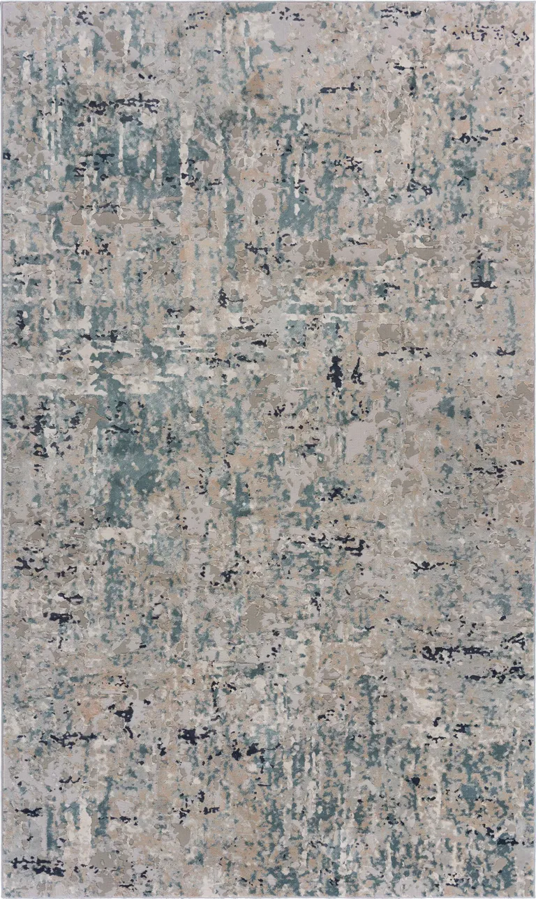 Gray Blue Taupe And Cream Abstract Distressed Stain Resistant Area Rug Photo 1