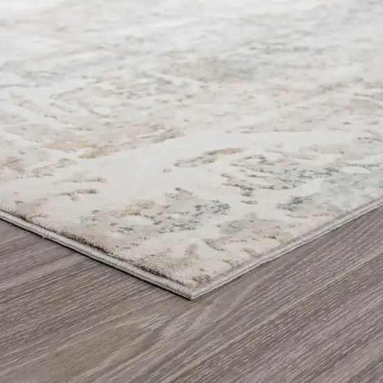 Gray Blue Taupe And Cream Abstract Distressed Stain Resistant Area Rug Photo 6