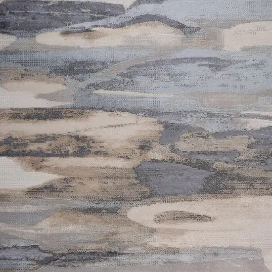 Gray Blue and Beige Abstract Worn Faded Area Rug Photo 8