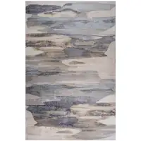 Photo of Gray Blue and Beige Abstract Worn Faded Area Rug