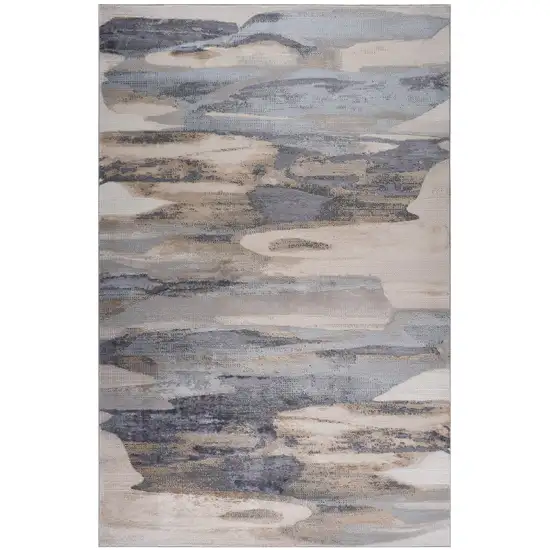 Gray Blue and Beige Abstract Worn Faded Area Rug Photo 1