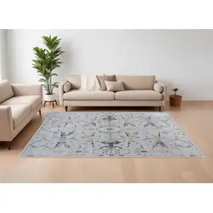 Photo of Gray Blue and Green Floral Power Loom Area Rug