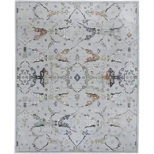 Photo of Gray Blue and Green Floral Power Loom Area Rug