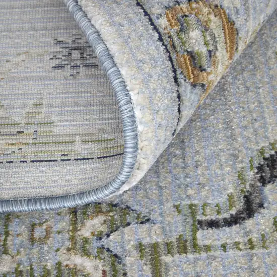 Gray Blue and Green Floral Power Loom Area Rug Photo 5