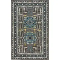 Photo of Gray Blue and Green Oriental Power Loom Area Rug