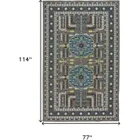 Photo of Gray Blue and Green Oriental Power Loom Area Rug