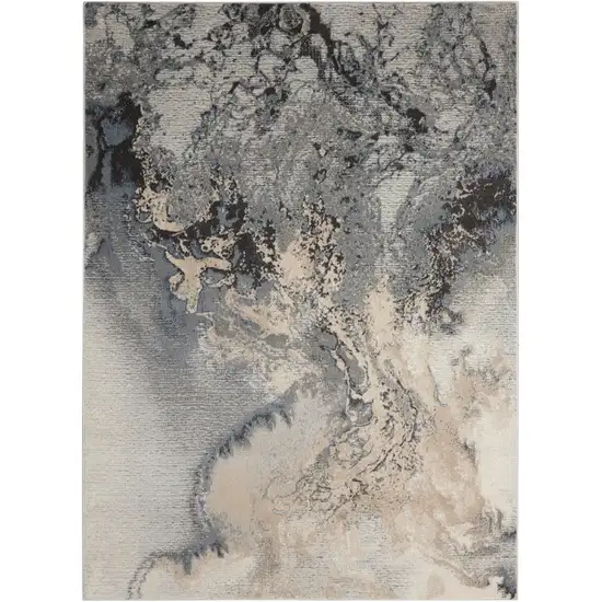 Gray Blue and Ivory Abstract Area Rug Photo 2