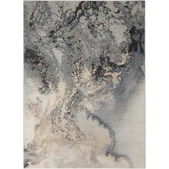 Gray Blue and Ivory Abstract Area Rug Photo 4