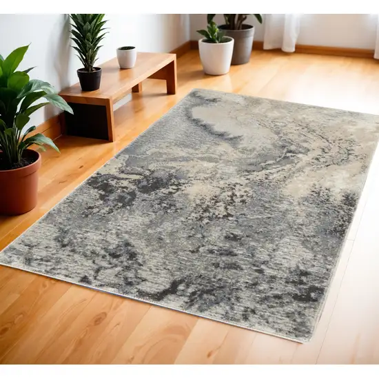 Gray Blue and Ivory Abstract Area Rug Photo 1